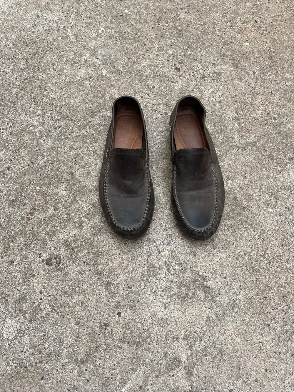 Frye Dark Brown Leather Slip-On Moccasin Loafers